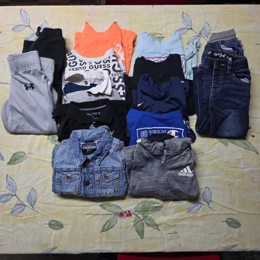 Adidas Under Armour Nike OshKosh 14pc Boys Clothing Lot 4T Jacket Joggers Shirts